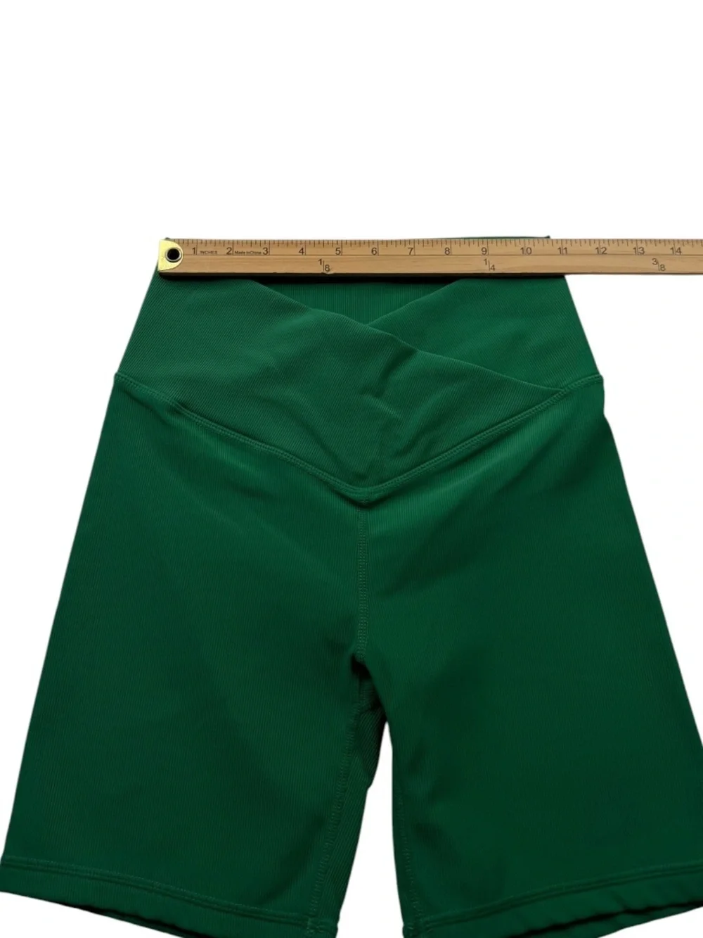 WILO Green Crossover High Waist Ribbed Biker Shorts Small
